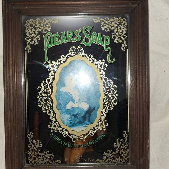 pears soap Other - Vintage Pears’ Soap Advertising Mirror With Wooden Frame 13in X 9in Retro Gift